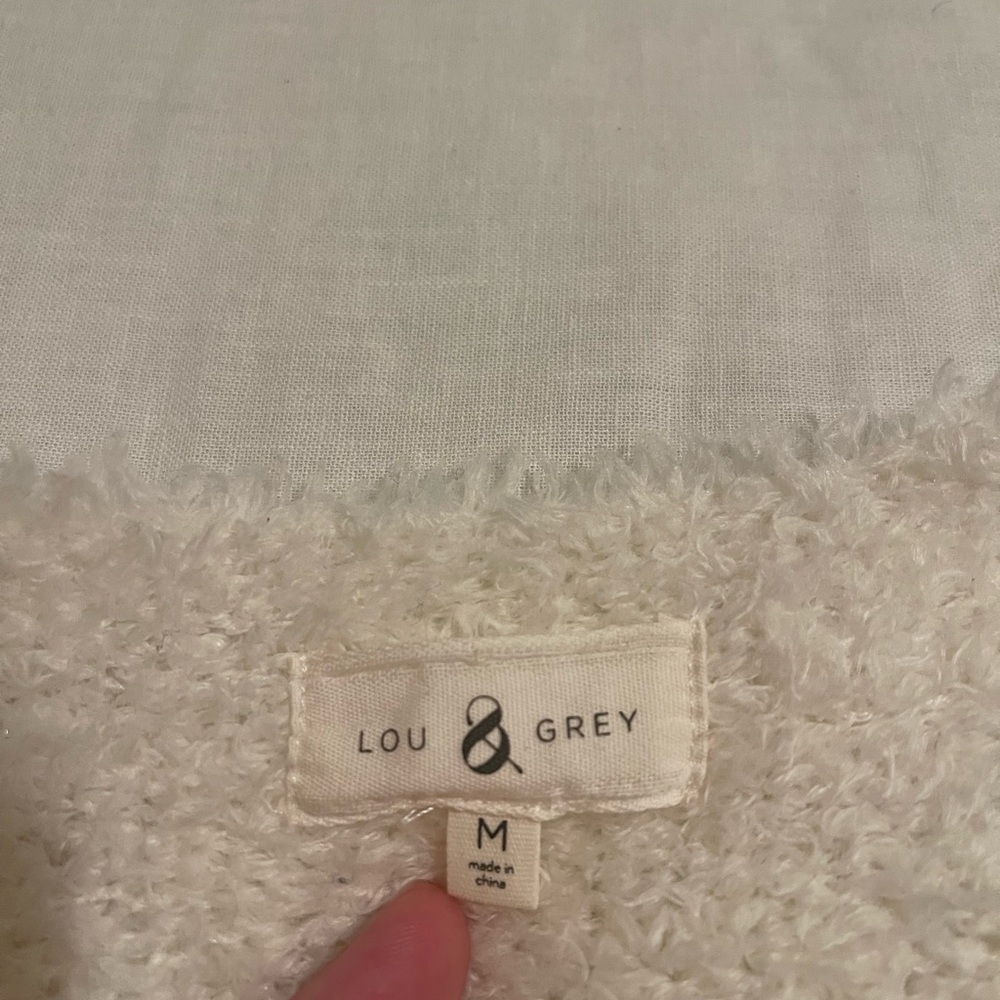 Lou & Grey Fuzzy Scoop-Neck Sweater in Cream
